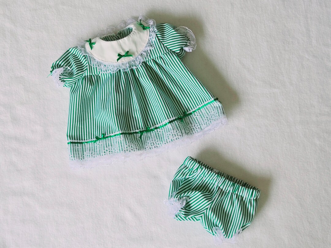 Copy-Cabbage Patch Christmas Clothes - Handmade for 16" - 17" Girl Dolls - Green and White Candy Striped Dress - Wintergreen Wonderland | MakerPlace by Michaels Copy-Cabbage Patch Christmas Clothes - Handmade for 16" - 17" Girl Dolls - Green and White Candy Striped Dress - Wintergreen Wonderland | MakerPlace by Michaels
